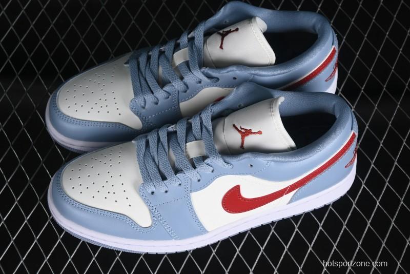 Nike Air Jordan 1 Low AJ1 White Blue Red Toe Casual Sneakers - DC0774-164