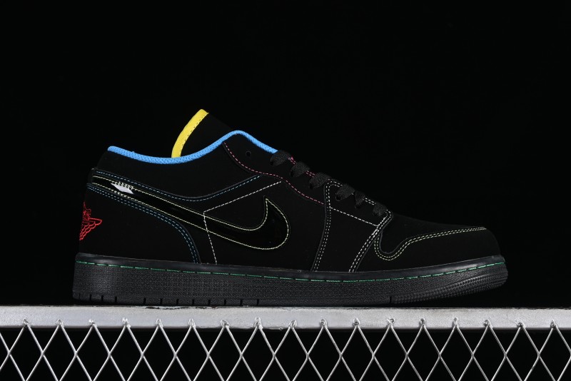 Nike Air Jordan 1 Low AJ1 Black Green Low Top Lifestyle Basketball Shoes - 338145-003