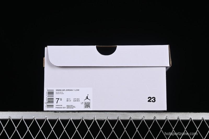 Nike Air Jordan 1 Low "Metallic Silver" Casual Sneakers with Metallic Accents - FN5030-001