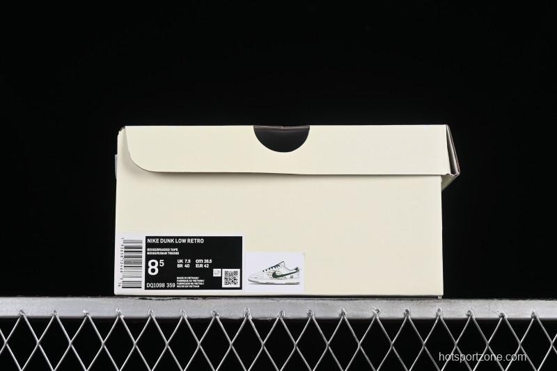 Nike SB Dunk Low UN Collaboration - White Green Swoosh Anniversary Custom Low-Top Casual Skate Shoes - DQ1098-359