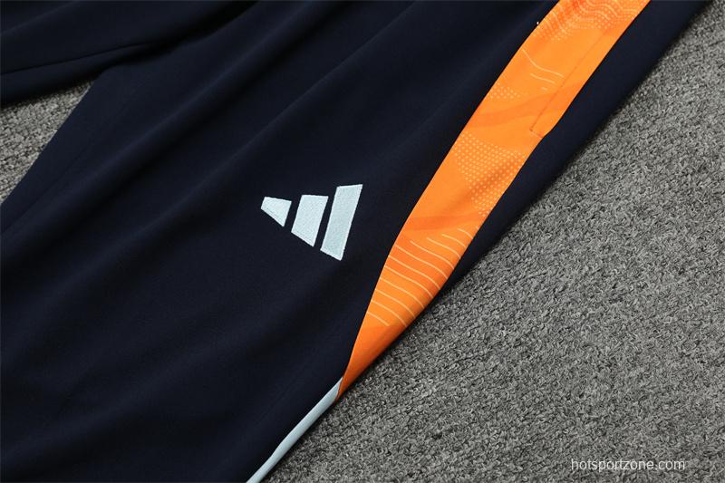 24/25 Real Madrid Light Blue/Orange Half Zipper Jacket+Long Pants