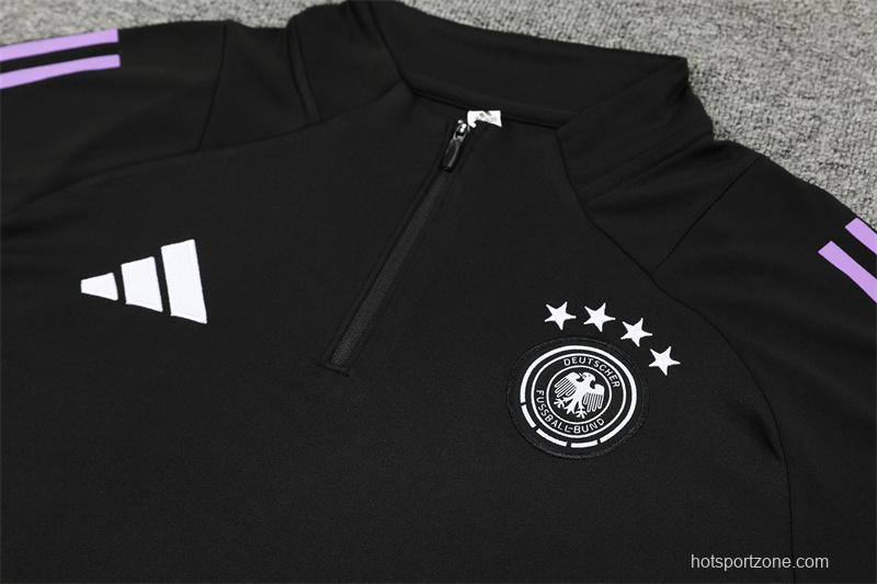 2024 Germany Black Half Zipper Jacket+Long Pants