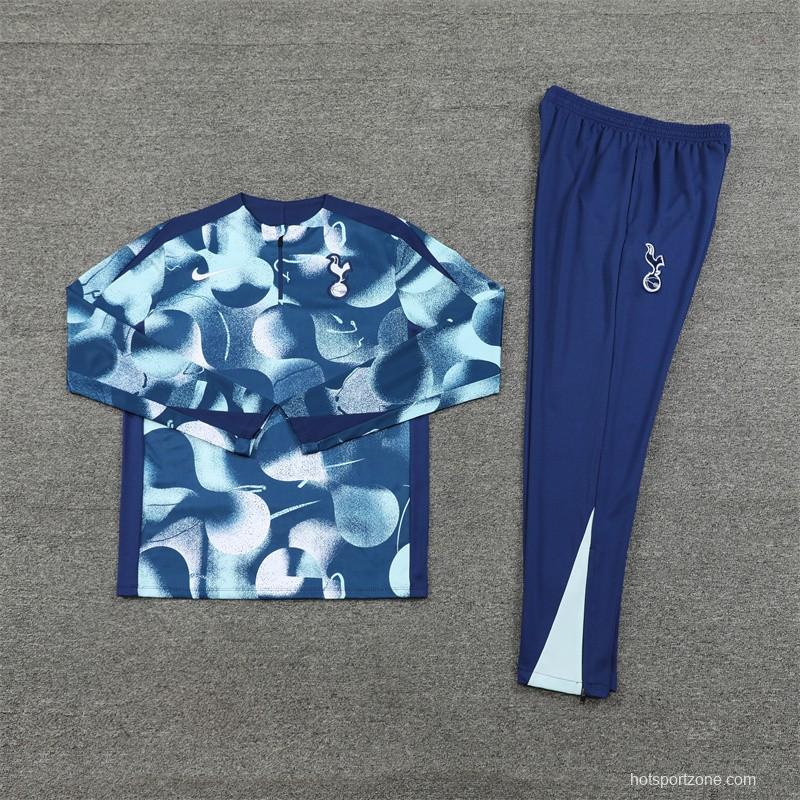 24/25 Tottenham Hotspur Blue Camouflage Half Zipper Jacket+Long Pants