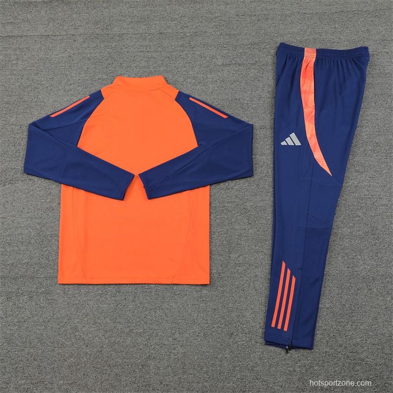 24/25 Manchester United Orange Half Zipper Jacket+Long Pants