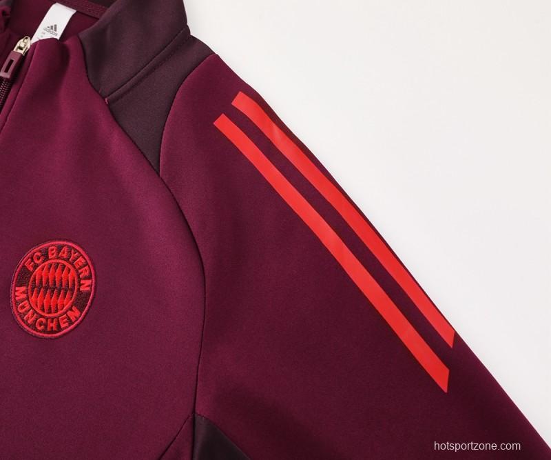 24/25 Bayern Munich Wine Full Zipper Jacket +Long Pants