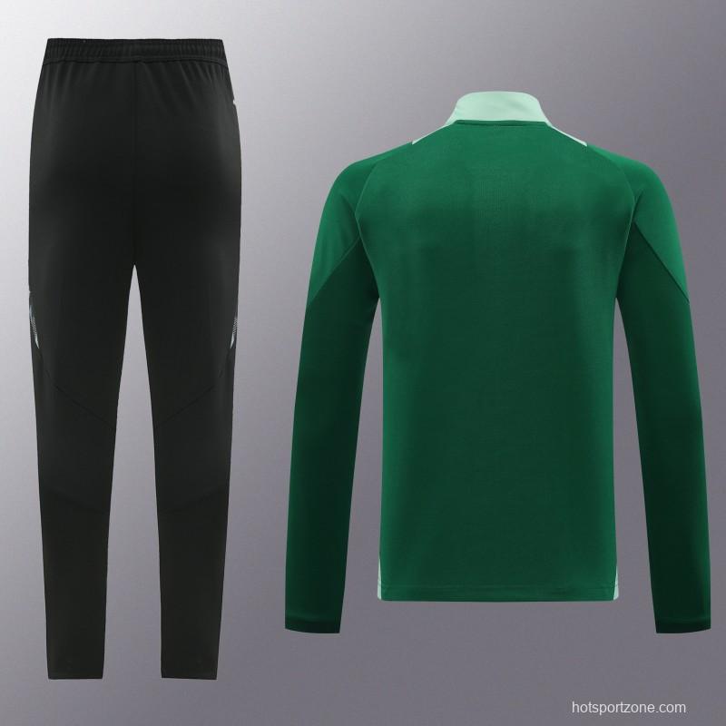 2024 Adidas Green Half Zipper Jacket +Long Pants