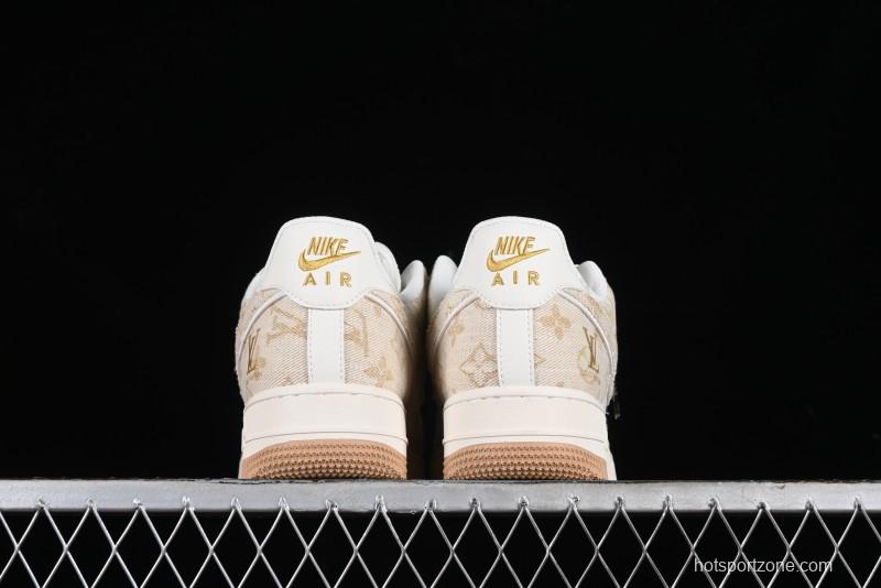 Nike Air Force 1 '07 Low V Collaboration - Khaki Mini Swoosh Low-Top Casual Sneakers - SJ2088-001