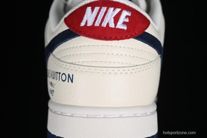 Nike SB Dunk Low LV Collaboration - Suede Navy Blue Anniversary High-End Custom Low-Top Casual Sneakers - FC1688-134