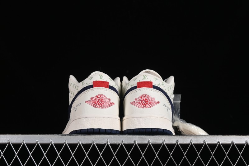 Nike Air Jordan 1 Low LV Collaboration Retro Casual Sneakers in Beige Orange - WG8850-001