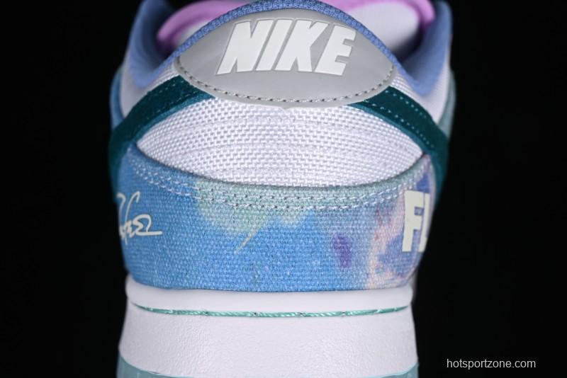 Nike Futura x Dunk Low Pro SB Skate Shoes with Tie-Dye Design - HF6061-400