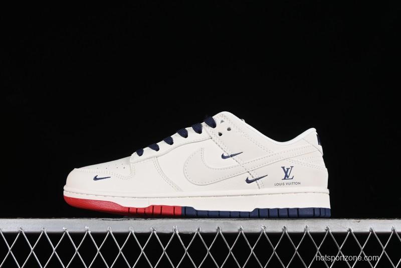 Nike SB Dunk Low LV Collaboration - Beige Red Blue Dual Color Anniversary High-End Custom Low-Top Casual Sneakers - XX2025-333