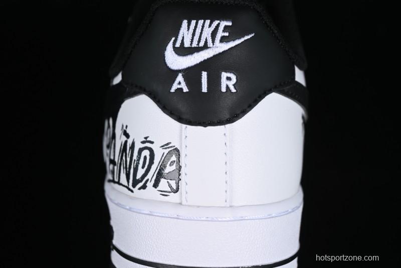 Nike Air Force 1 '07 Low Casual Sneakers with Black and White Graffiti Panda Design - DH7561-222