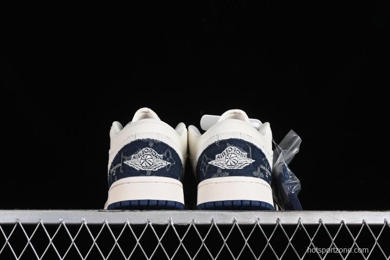Nike Air Jordan 1 Low LV Collaboration - Light Blue Retro Casual Sneakers - SJ9950-003