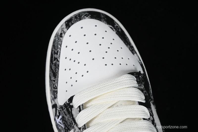 Nike SB Dunk Low LV Collaboration - Black Denim Anniversary High-End Custom Low-Top Casual Skate Shoes - XB3802-351