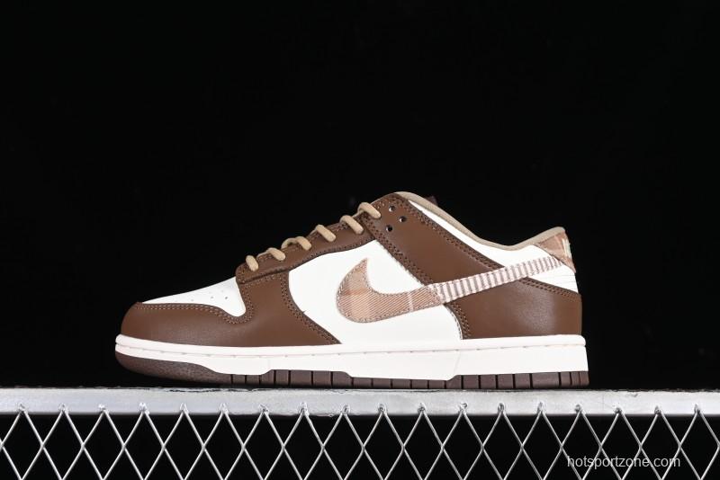 Nike Dunk Low SB White Brown Plaid Casual Skate Shoes - FV3653-191