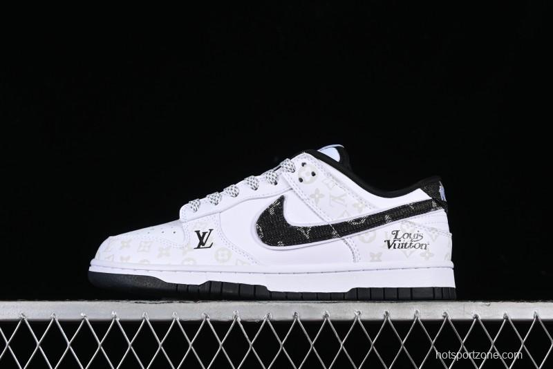 Nike SB Dunk Low LV Collaboration - Dark Night Elf High-End Custom Low-Top Casual Skate Shoes - DD1391-136