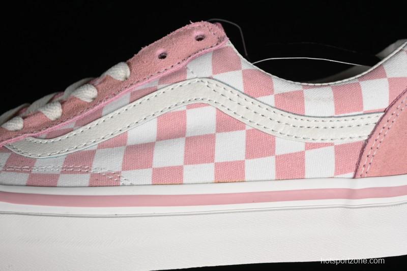 Vans Old Skool Reissue 136 Pink Checkerboard Low Top Retro Canvas Shoes - VN000MT6EBQ