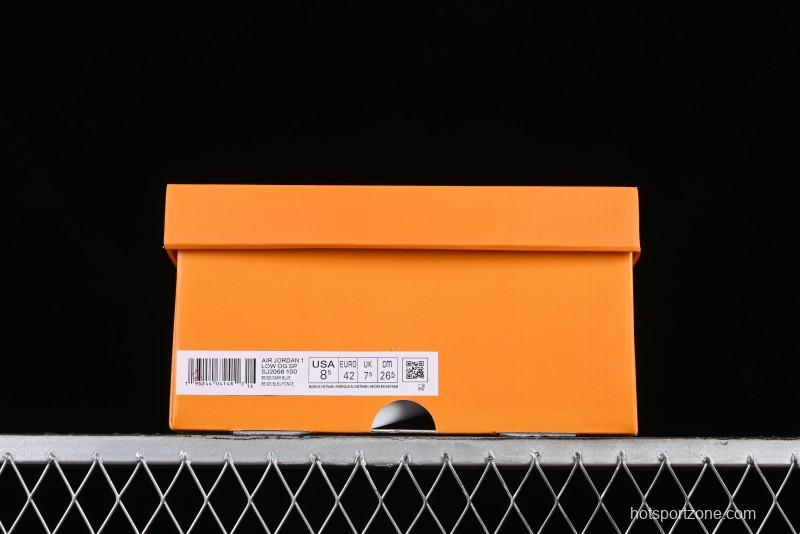 Nike Travis Scott x Fragment Design x Air Jordan 1 Low OG SP AJ1 LV Collaboration Light Blue Violent Bear Low-top Casual Sneakers - SJ2068-100