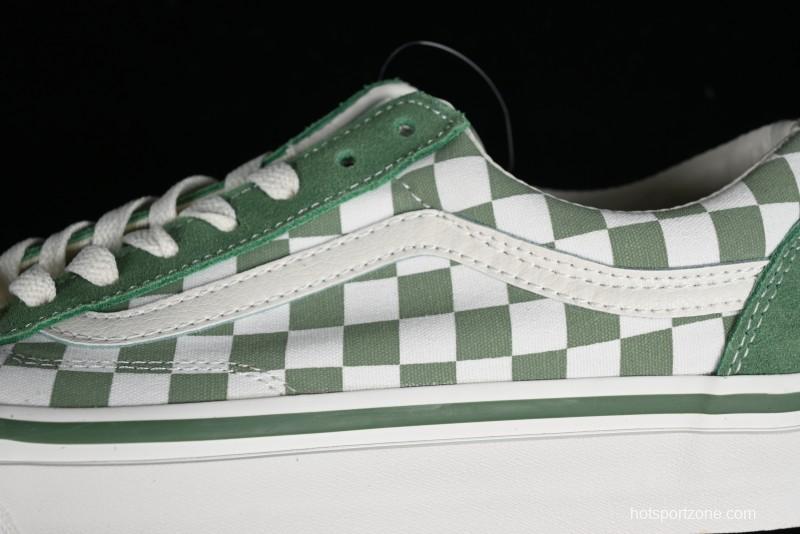 Vans Old Skool Reissue 136 Checkerboard Green Retro Canvas Shoes - VN000MT6V0N