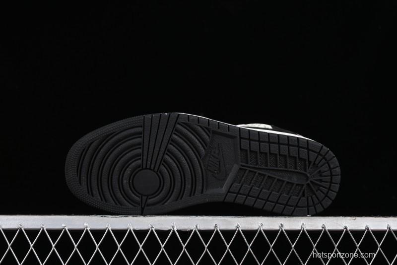 Nike Travis Scott x Fragment Design x Jordan Air Jordan 1 Low OG SP AJ1 LV Grey Black Pig Print Low-top Casual Sneakers - SJ2068-101