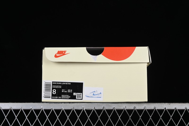 Stussy x Nike Dunk Low SB Skate Shoes in White with Light Blue Swoosh - DQ1098-380