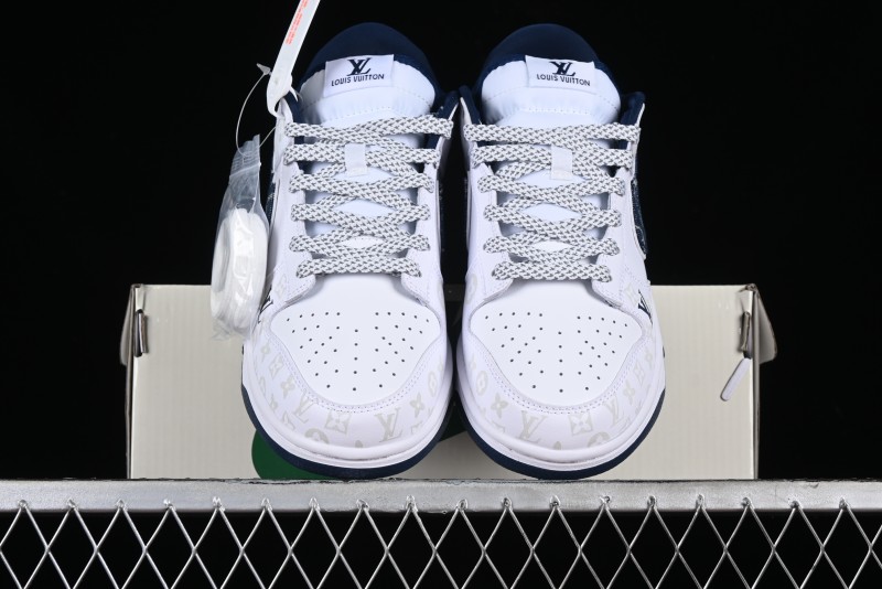 Nike SB Dunk Low LV Collaboration - Blue Midnight Elite Custom Low-Top Casual Skate Shoes - DD1391-122