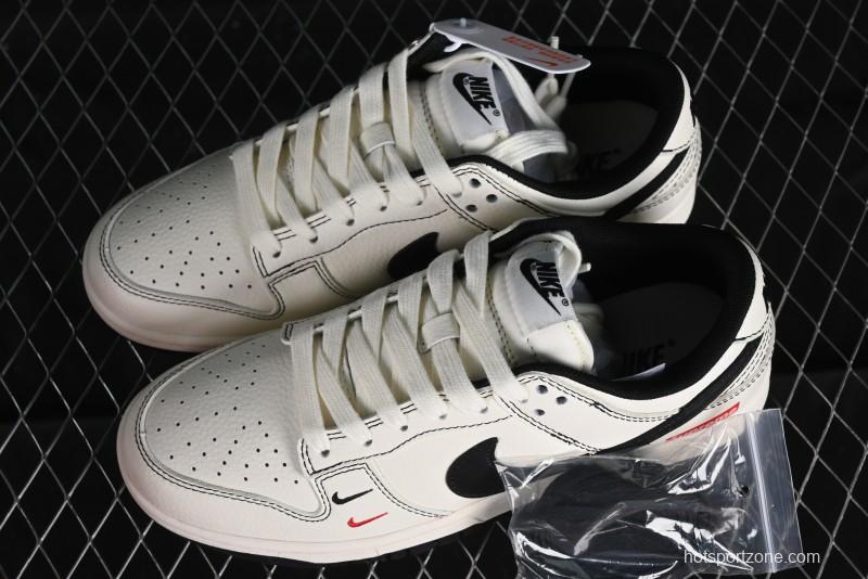 Nike SB Dunk Low Supreme Collaboration - Beige Black Line Anniversary Customized Low-Top Casual Skate Shoes - XX2025-316
