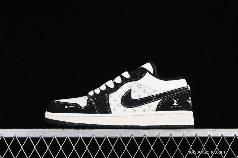 Nike Air Jordan 1 Low LV Collaboration - Black Warrior Custom High-End Basketball Shoes - SJ9950-007