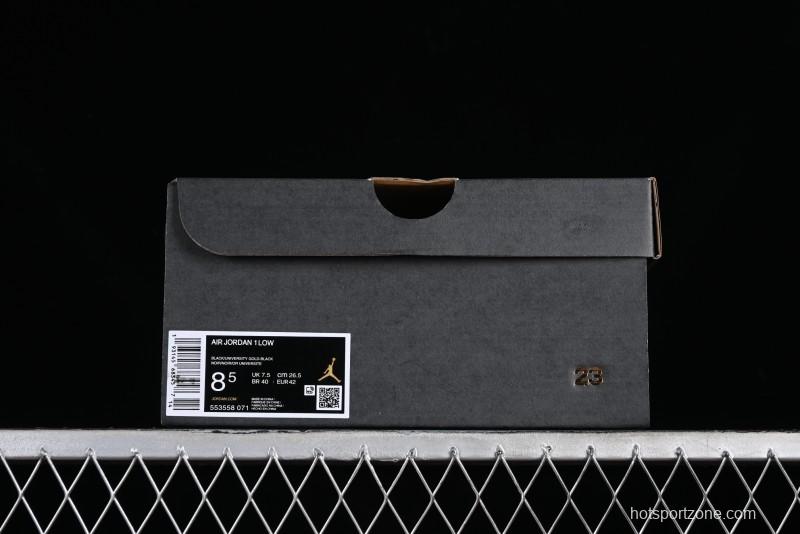 Nike Air Jordan 1 Low AJ1 Black Gold Hook Casual Sneakers - 553558-071