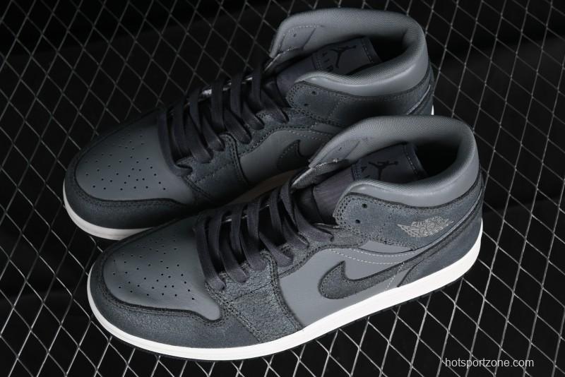 Nike Air Jordan 1 Mid Basketball Shoes in Space Gray - FJ3448-001