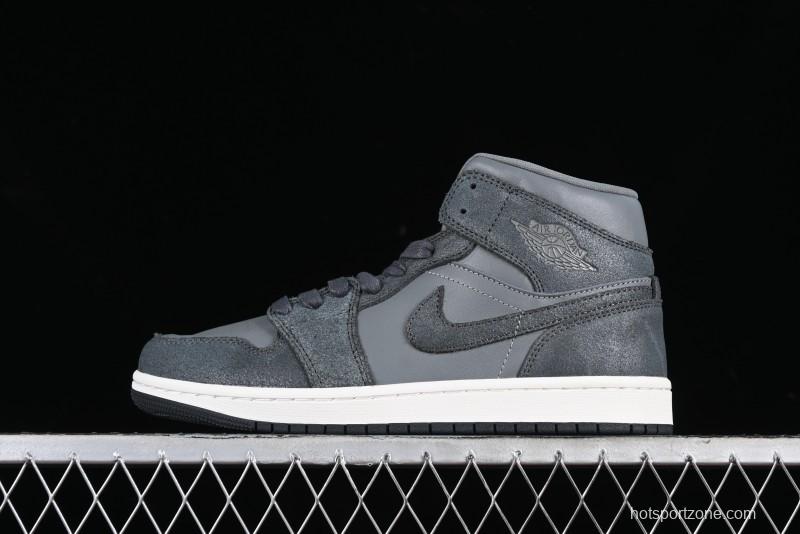 Nike Air Jordan 1 Mid Basketball Shoes in Space Gray - FJ3448-001