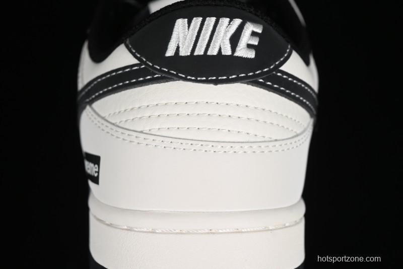 Nike SB Dunk Low Supreme Collaboration - Beige Black Canvas Anniversary Custom Low-Top Casual Skate Shoes - BB8657-515