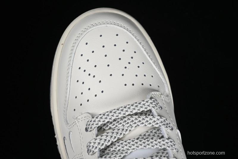 Nike SB Dunk Low LV Collaboration - Double Swoosh Beige Grey Anniversary High-End Custom Low-Top Casual Skate Shoes - FC2025-306