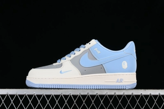 Nike Air Force 1 '07 Low Bape Collaboration - Light Grey Blue Casual Sneakers BB9599-204