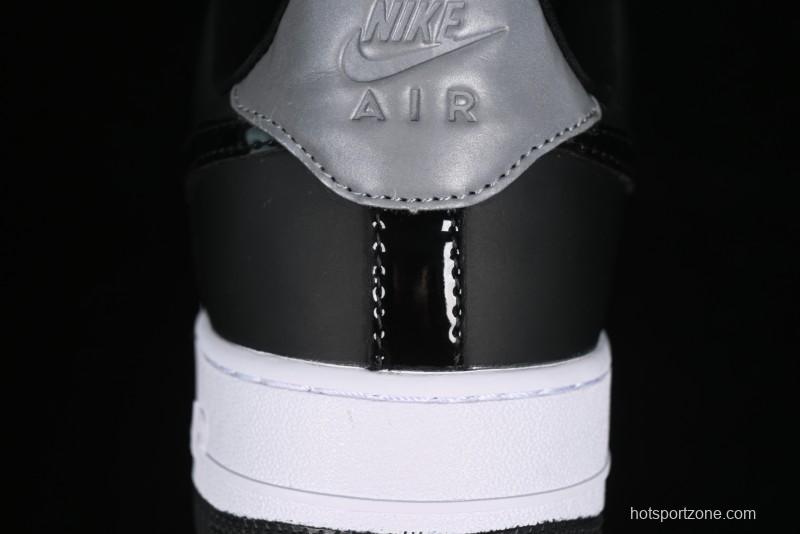 Nike Air Force 1 '07 Low Patent Leather All Black Casual Sneakers - AH6827-001