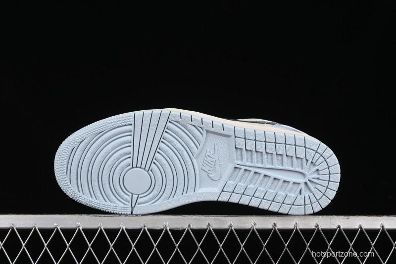 Nike Air Jordan 1 Low Retro Basketball Shoes - Giorgio Armani Collaboration Ice Blue - WG8850-012