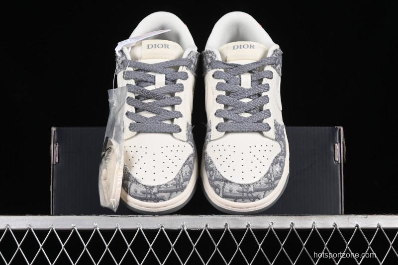Nike SB Dunk Low Dior Collaboration - Suede Gray Anniversary High-End Custom Low-Top Casual Skate Shoes - XY1688-004