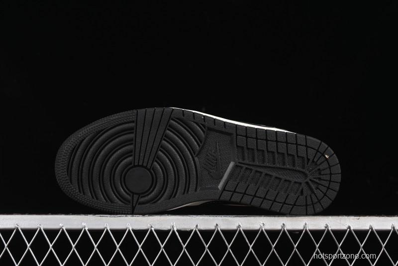 Nike Air Jordan 1 Low Retro Basketball Shoes - Black Velvet Pig Collaboration Custom Design - SJ9950-016