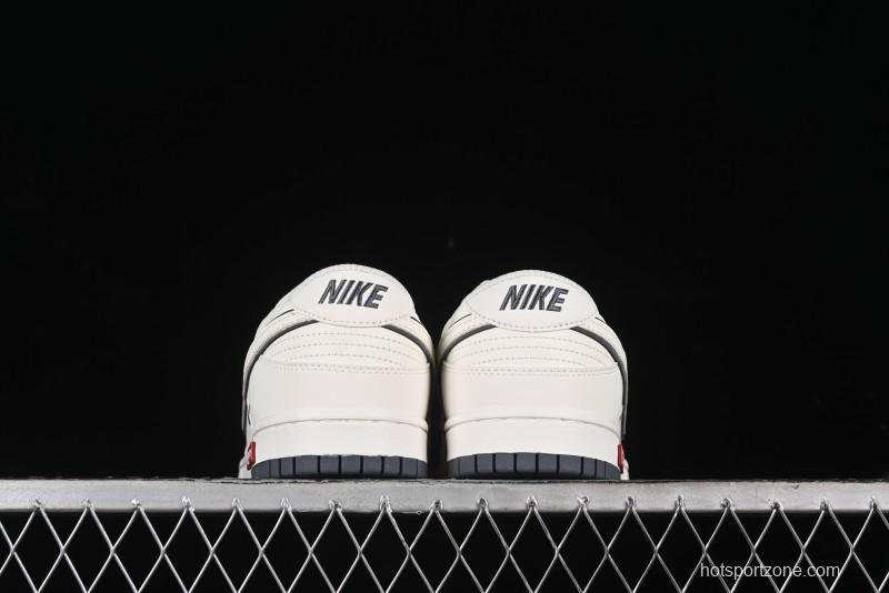 Nike SB Dunk Low Supreme Collaboration - Beige Grey Swoosh Anniversary Customized Low-Top Casual Skate Shoes - DJ2024-014
