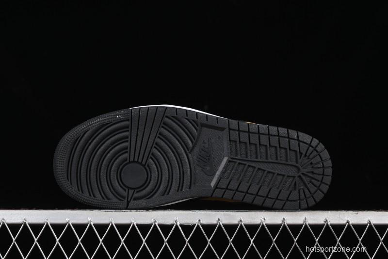 Nike Air Jordan 1 Low AJ1 Black White Gold Hook Basketball Shoes - 553558-172