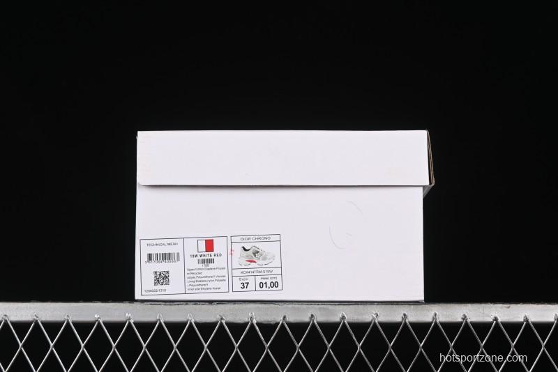 Dior Chrono Round Toe Lace-Up Lifestyle Casual Running Sneakers - 19W WHITE RED