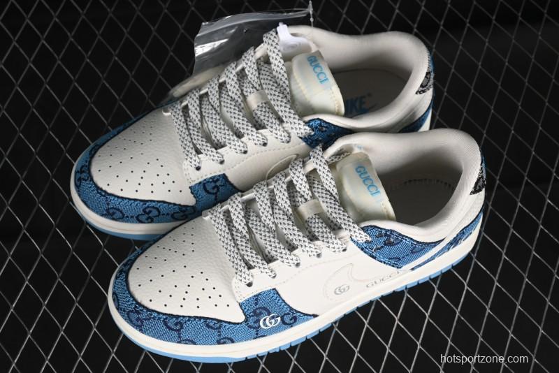 Nike SB Dunk Low Gucci Collaboration - Royal Blue Anniversary High-End Custom Low-Top Casual Sneakers CF3688-002