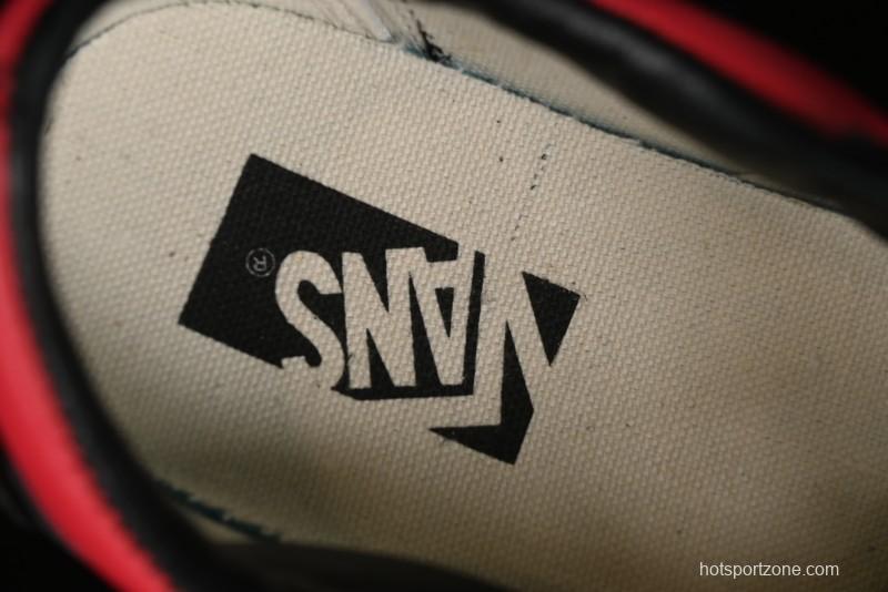 Vans Knu Skool High Street American Retro Canvas Skate Shoes in Black Red - VN0009BCRTU