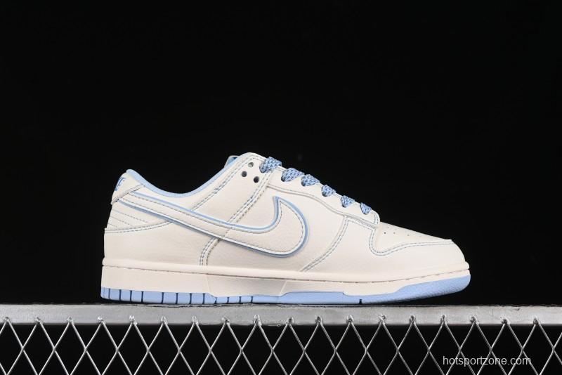Nike SB Dunk Low Stussy Collaboration - Blue Double Swoosh Anniversary Custom Low-Top Casual Skate Shoes - BB1818-101