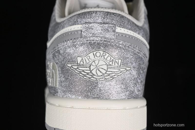 Nike Air Jordan 1 Low AJ1 The North Face Collaboration - Rock Gray High-End Custom Retro Basketball Shoes DC2024-023