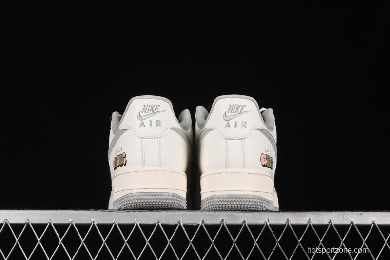 Nike Air Force 1 '07 Low Gucci Collaboration - Beige Grey Linen Casual Sneakers - XZ3398-688