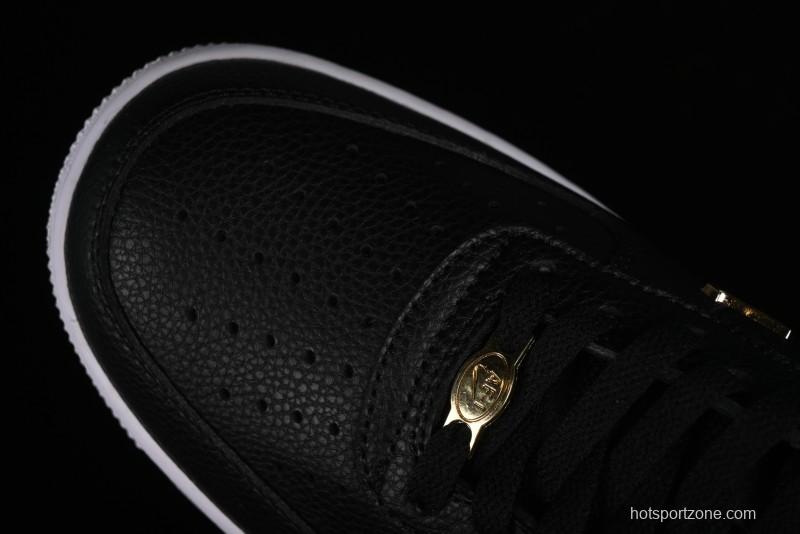 Nike Air Force 1 '07 Low Black Gold Swoosh Casual Sneakers - CT1990-001