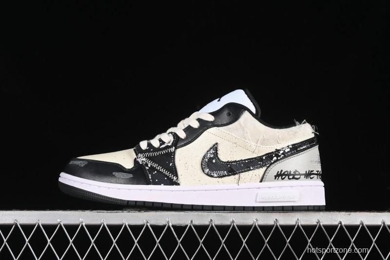 Nike Air Jordan 1 Low AJ1 Panda Prank Universe Exploration Custom Casual Sneakers - 553558-132