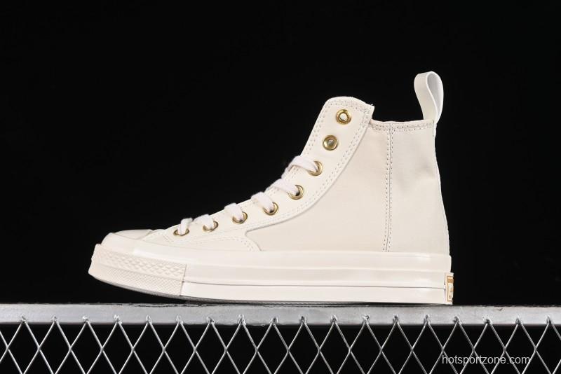 Converse Chuck 70s High Top Casual Sneakers with Cream Cloud and Gold Accents - A08232C