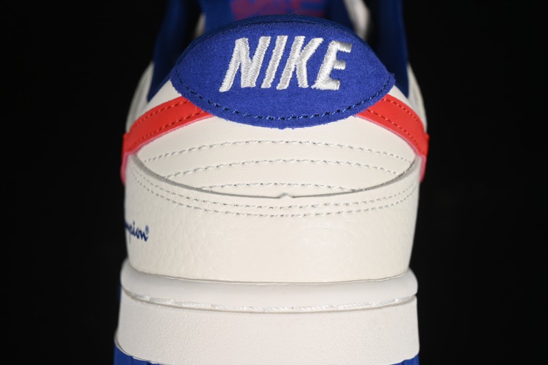 Nike SB Dunk Low Championship Collaboration - Off-White Red Swoosh Anniversary Custom Low-Top Casual Skate Shoes - KK1688-021